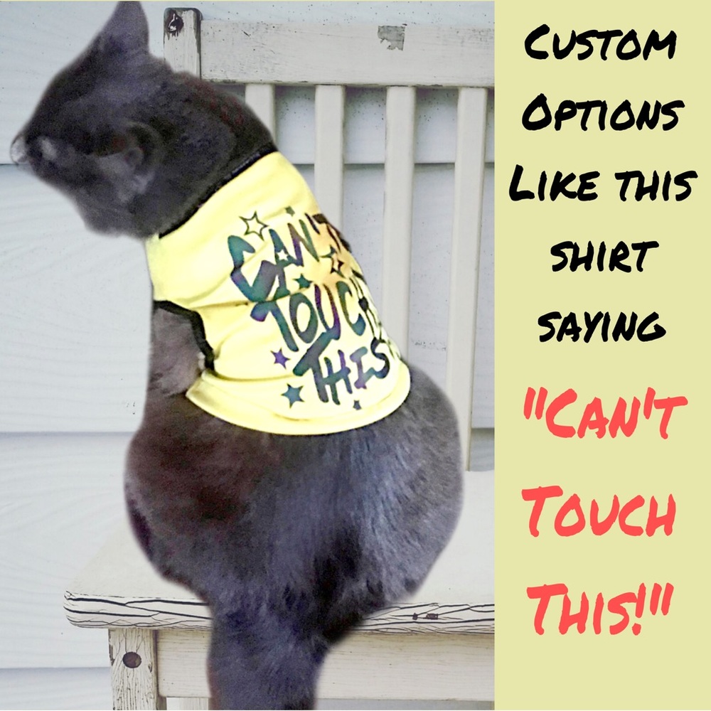 Custom Text Shirts for Dogs and Cats size medium with multiple color options
